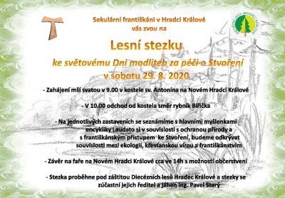Františkánská lesní stezka ke světovému Dni modliteb za péči o Stvoření v Hradci Králové