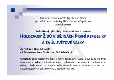Pozvánka na přednáškový cyklus o Holocaustu Židů
