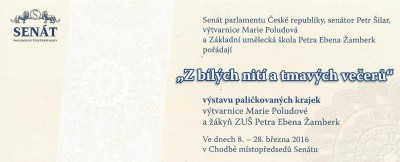 Výstava paličkovaných krajek "Z bílých nití a tmavých večerů"